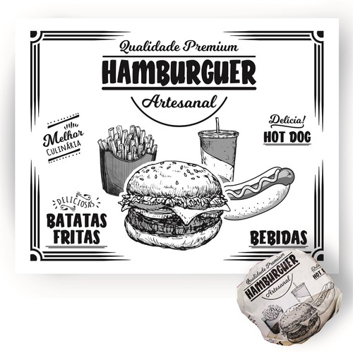 Papel Acoplado C/ 1500 Hamburger Hamburger Hamburguer Lanche