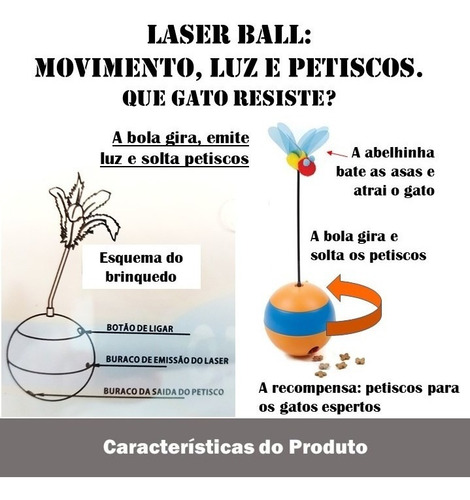 Imagem 2 de 7 de Bola Laser Ball Com Movimento, Luz E Dispenser Para Petisco