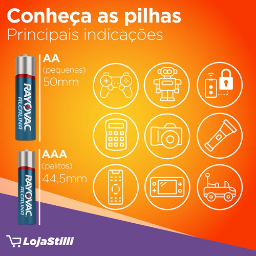 Pilha Alcalina Aaa Rayovac Bateria 3a Palito Kit 16 Unidades