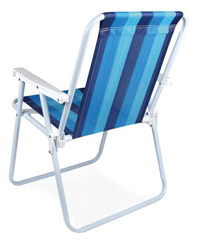 Kit Carrinho De Praia Com Avanço + 4 Cadeiras De Praia Aço
