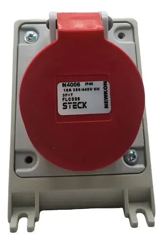 Tomada Sobrepor 3p+t 16a 380v 6h Vermelha - N-4006 Steck