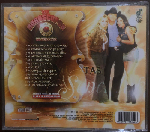 Los Horoscopos De Durango Cd Antes Muertas Que Sencillas (Usado)