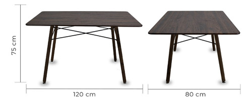 Mesa Rectangular 120x80 Nogal 4 Sillas Jm-1618 Oslo Rosa