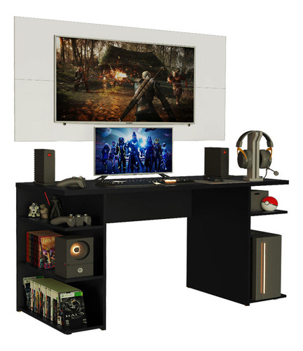 Mesa Madesa Gamer con panel para TV de hasta 50