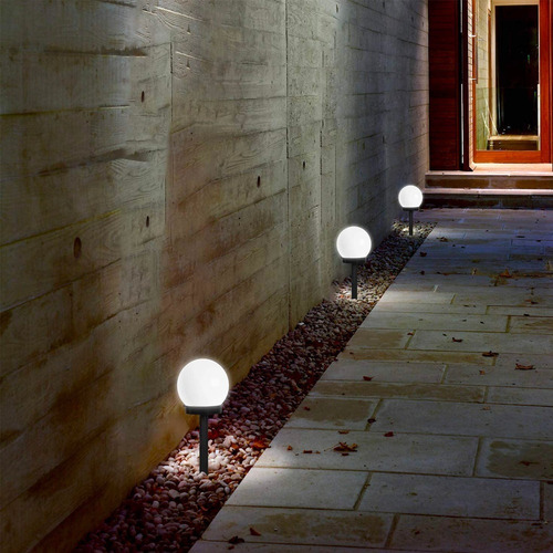 4 Luces Solares Jardín Led, Lámpara De Camino Patio Esférico
