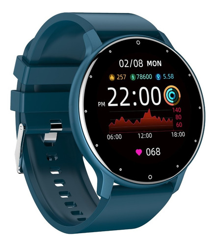 Smartwatch Bluetooth Zl02 Pantalla Full Touch Redonda Azul
