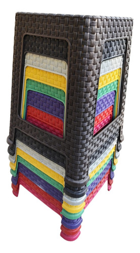 Pkg. De 8 Bancos De Colores Apilables De Colores Tipo Ratan