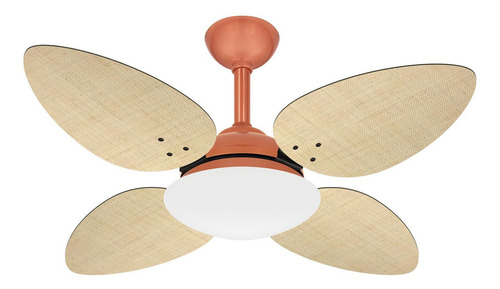 Ventilador Teto Pétalo Cobre 4 Pás Palha Potente Ventax 220v Cor das pás Mdf Diâmetro 120 cm Material das pás MDF