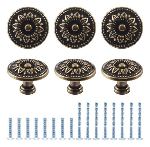 Perillas De Cajón De Flores Antiguas Waziaqoc 6pcs, Cajones