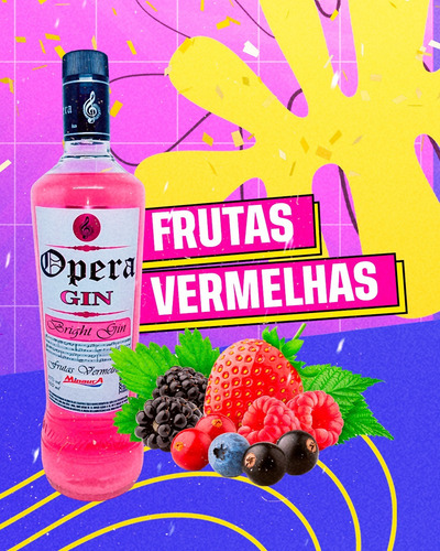 Gin Opera Frutas Vermelhas - Com Glitter 900 Ml Drink Gin
