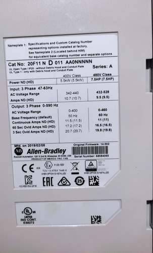 Inversor De Frequência Powerflex 753 20f11 D011 5.5kw/7.5hp