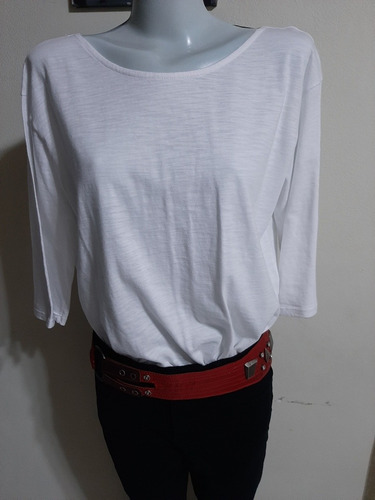 Remera Algodón Try Me Espalda Escotada Con Lazo Poco Uso