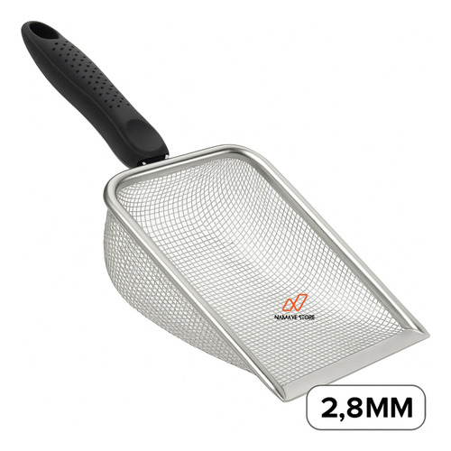 Pá Higiênica Para Gatos Em Aço Inox Com Malha De 2,8 Mm Ideal Para Areia Granulada Namave
