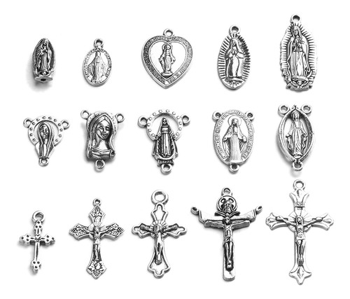 60pcs Cruz De Plata Antigua Jesús María Nuestra Señora Milag