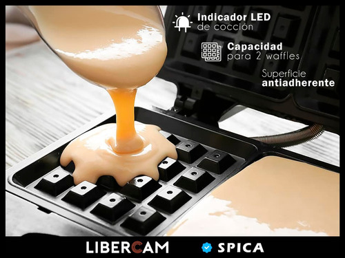 Waflera Electrica Antiadherente Wafles Teflon Color Blanco