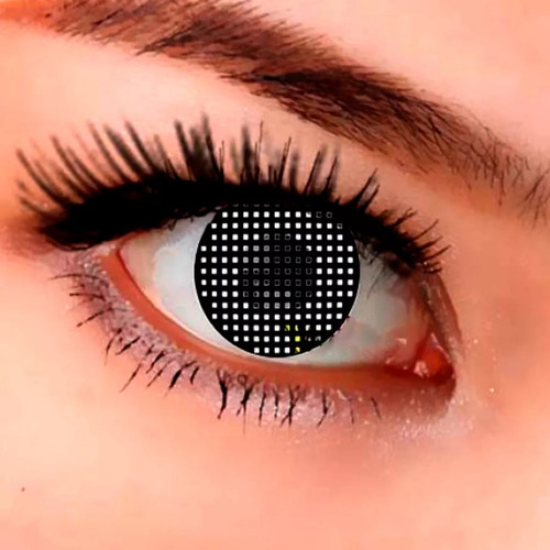 Lentes Contacto Negro Calado Net Black Cosplay Halloween Color Net Black Negro Calado