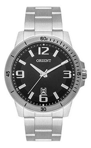 Relógio Orient Masculino Mbss1419 Aço Original Prova D'água Correia Prata Bisel Prata Fundo Preto