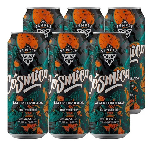 Imagen 1 de 10 de Temple Cosmica Lager Lupulada . Cerveza X 6 - Tomate Algo® -