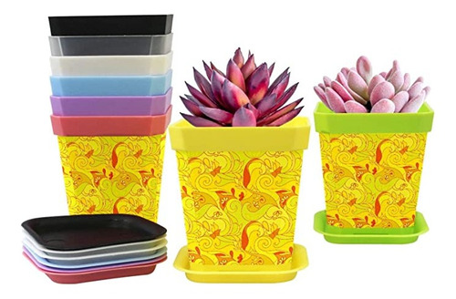 Flower Pots Gardening Containers Yellow Abstract Nursery Po.