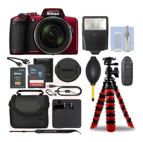 Cámara Digital Nikon Coolpix B600 Rojo 16 Mp Kit De Lujo