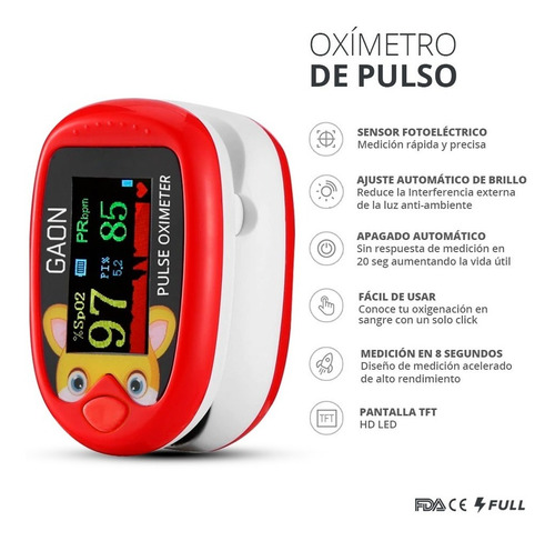 Imagen 3 de 9 de Oxímetro Pediatrico Portatil Digital Recargable Infantil