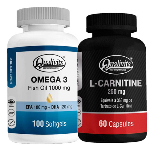 L Carnitina 250 Mg X 60 + Omega 3 Fish Oil X 100 - Qualivits Sabor Natural