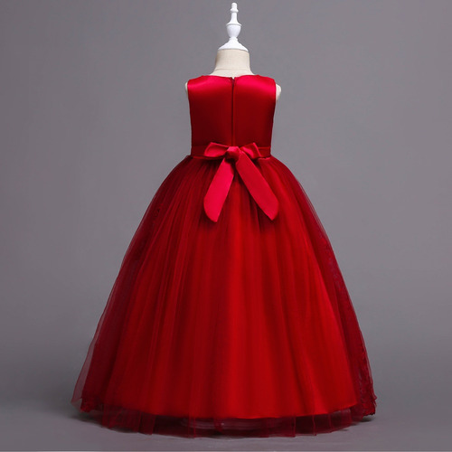 Vestido De Princesa De Tul Con Encaje De Flores Para Niñas