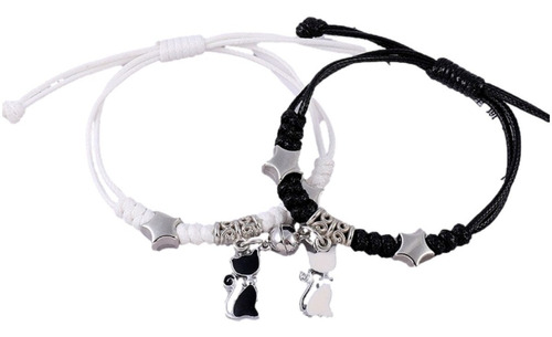 Pulsera Para Parejas Distancia Yin Yang Gatos 2 En 1