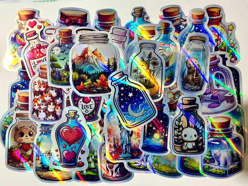 6 Stickers Holograficos De Chimuelo 2 Tamaño 7x7cm Aprox