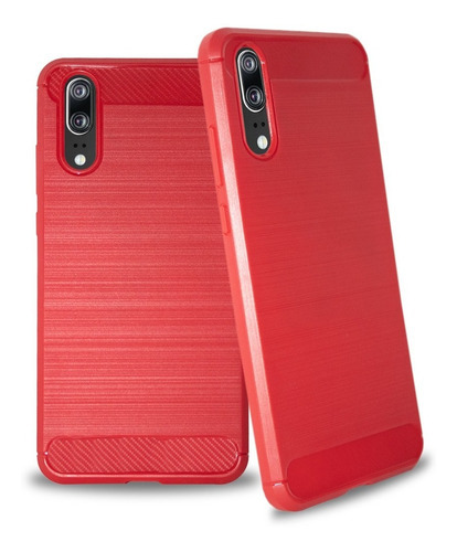 Funda Case Tpu Carbón Para Huawei P20 Eml-l29 Color Rojo