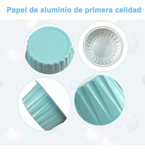 Banna 100 Moldes Redondos De Aluminio Para Cupcakes Con Tapa, 5 Oz/150ml Moldes Para Tartas, Molde Redondos De Aluminio Para Tartas, Para Picnics, Barbacoas, Camping, Bodas, Fiestas,Azul