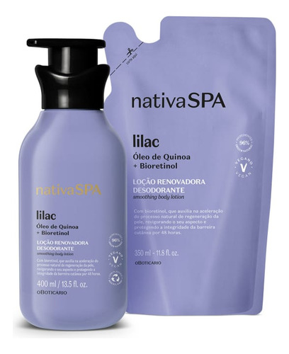 Combo Nativa Spa Lilac O Boticário Loção Corporal + Refil Fragrância Neutro