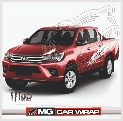 Calco Toyota Hilux Mud Laterales , Capot , Porton (5 Calcos)