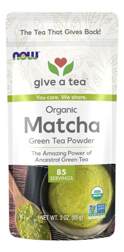 Now Foods Real Tea Té Verde Matcha Orgánico En Polvo 85 G