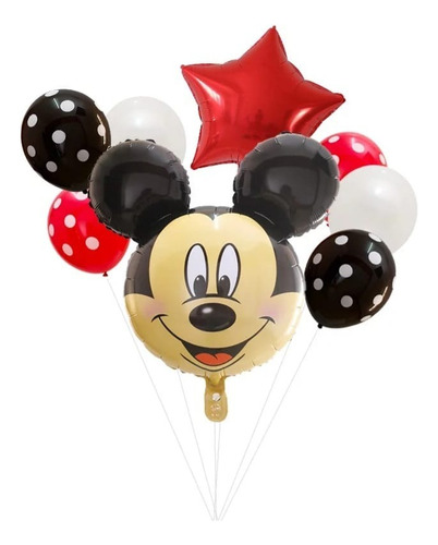 Globo Mickey Y Globos Látex Con Lunares