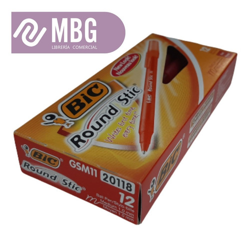 Imagen 2 de 7 de Lapicera Bolígrafo Bic Rondo Round Stic Rojo Caja X12