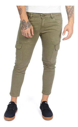 Calça Cropped Color Zune Jeans Bolso Cargo Masculina Casual