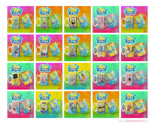 20 Plantillas Sublimar Tazones - Bob Esponja