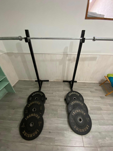 Set De Barra Olímpica 20 Kg, 80 Kg Discos Bumper Y Atril