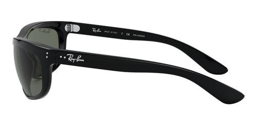 Anteojo Lente De Sol Ray Ban Balorama Polarizado Rb4089 Lente Verde Polarizado Varilla Negro Armazón Negro Diseño Envolvente