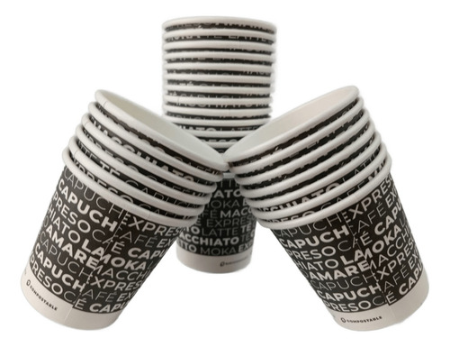 Vaso De Carton Para Café Encerado Biodegradable 12 Oz 50 Pz Color Negro