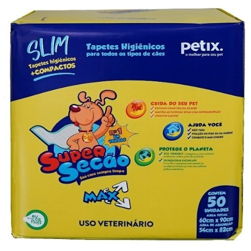 Tapete Higiênico Super Secão Max Slim  - 50 Unidades Petix