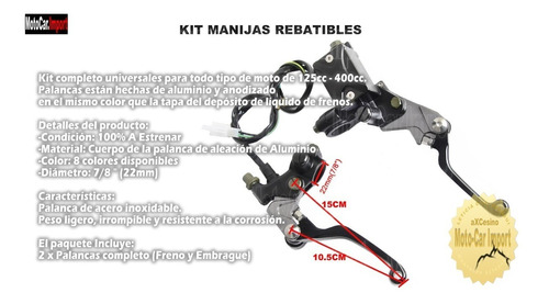 Kit Manijas Rebatibles Levers Para Moto Set Completo Crf Ttr