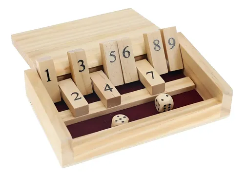 Engelhart – Juego De Madera Cierra La Caja Para 4 Jugadores – Tablero De Madera De Pino Con Fieltro Verde, Incluye 2 Dados Y Reglas, Medidas 29x29x3.5 Cm, A Partir De 3 Años