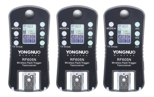 Kit 3 Disparadores Yongnuo Rf605 Para Flash Para Nikon