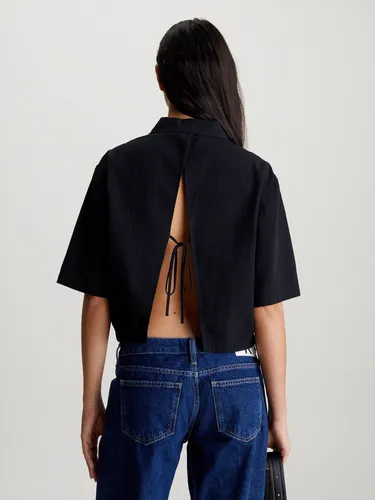 Camisa Back Detail Seersucker Negro Calvin Klein