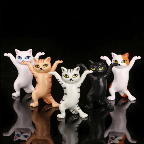 3x Dancing Cat Portalápices Kitty Figurines Animal Gift 