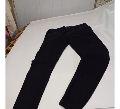 Pantalon  Negro Sport, Con Elastico Y Cordones Talle 38