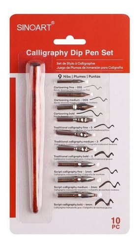 Kit Caligrafia Sinoart Dip Pen C/9 Penas Sft0239