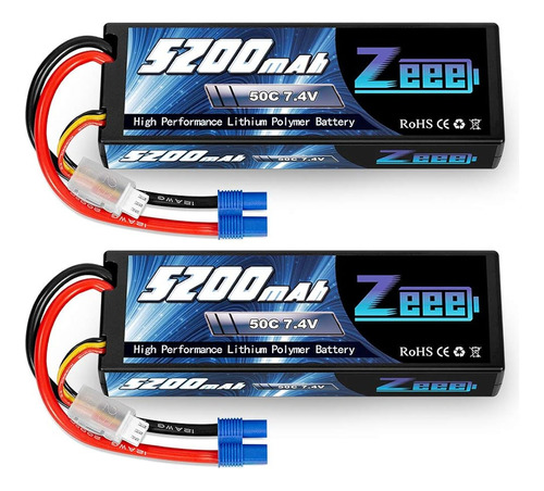 Batería Zeee 7.4v 2s 5200mah Lipo Batería De Estuche Rígido 
